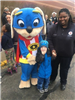 Safety Pup mascot, Officer and young boy