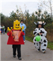 Kids in Lego Costume and Cow Costume