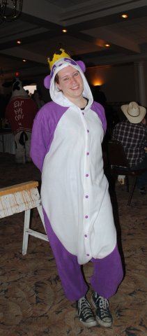 Volunteer in Purple Panda Costume