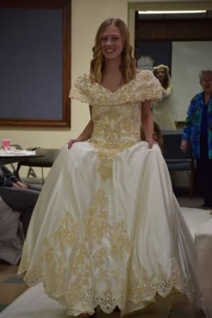 Girl modeling wedding dress