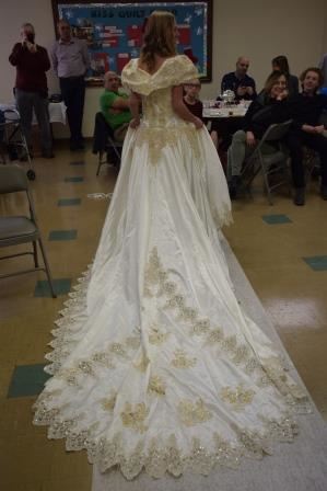 Girl modeling wedding dress