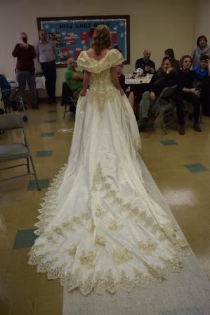 Girl modeling wedding dress