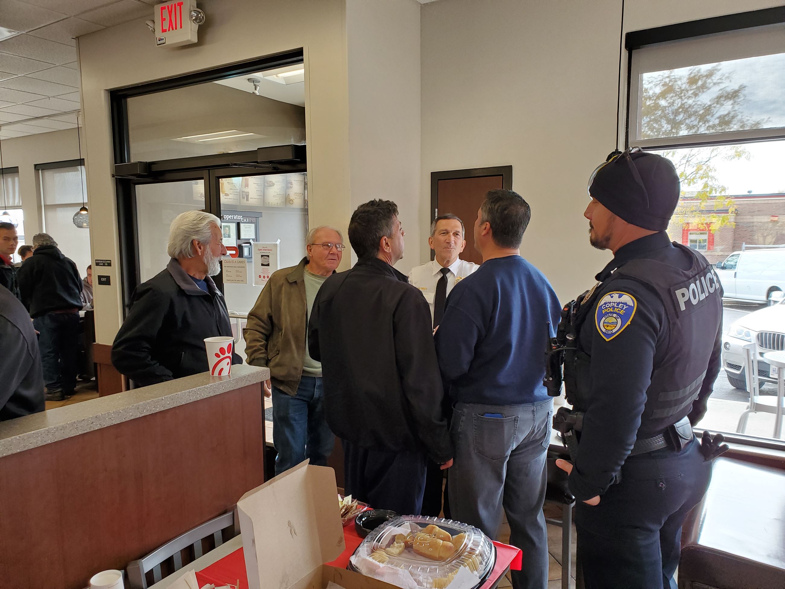 coffee, cop, chick-fil-a