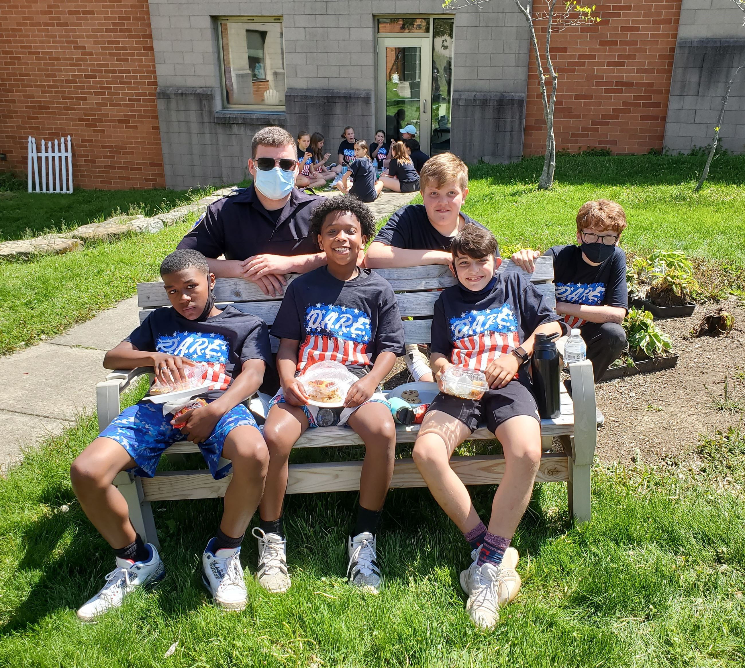 boys bench, DARE, picnic