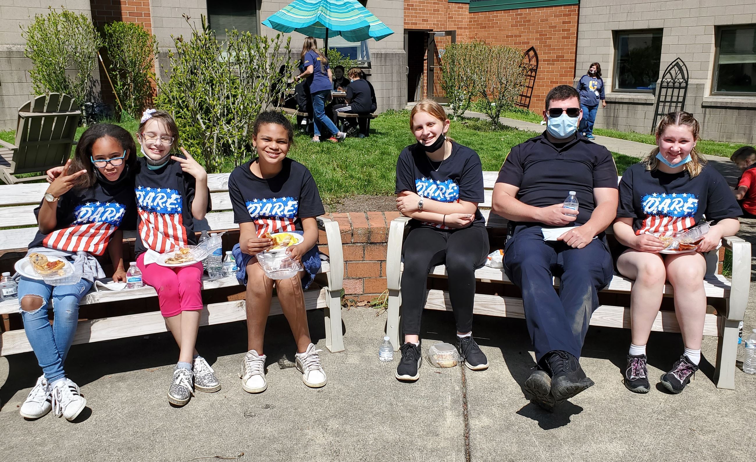 girls benches, DARE, picnic