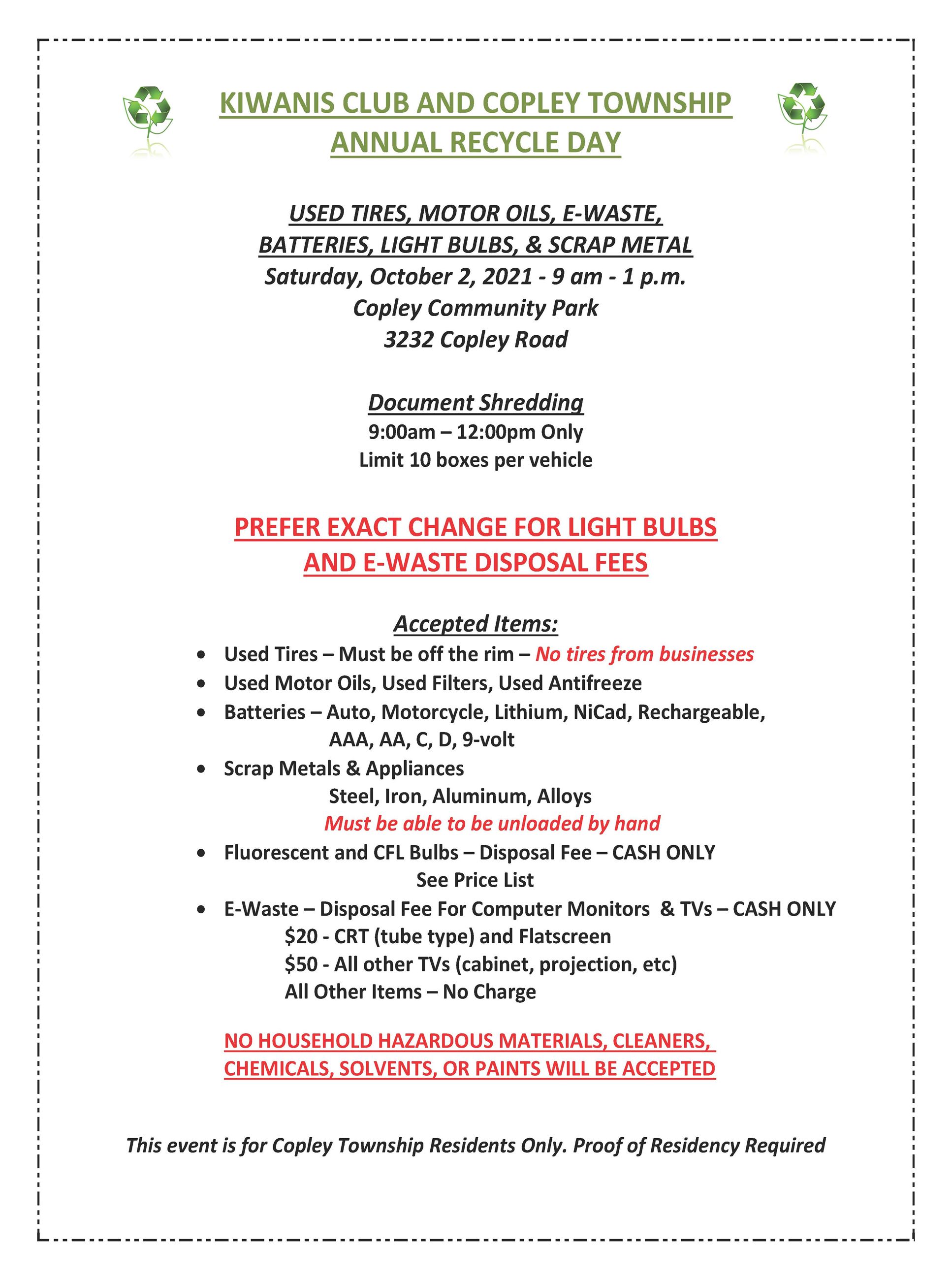 2021 Recycle Day Flyer