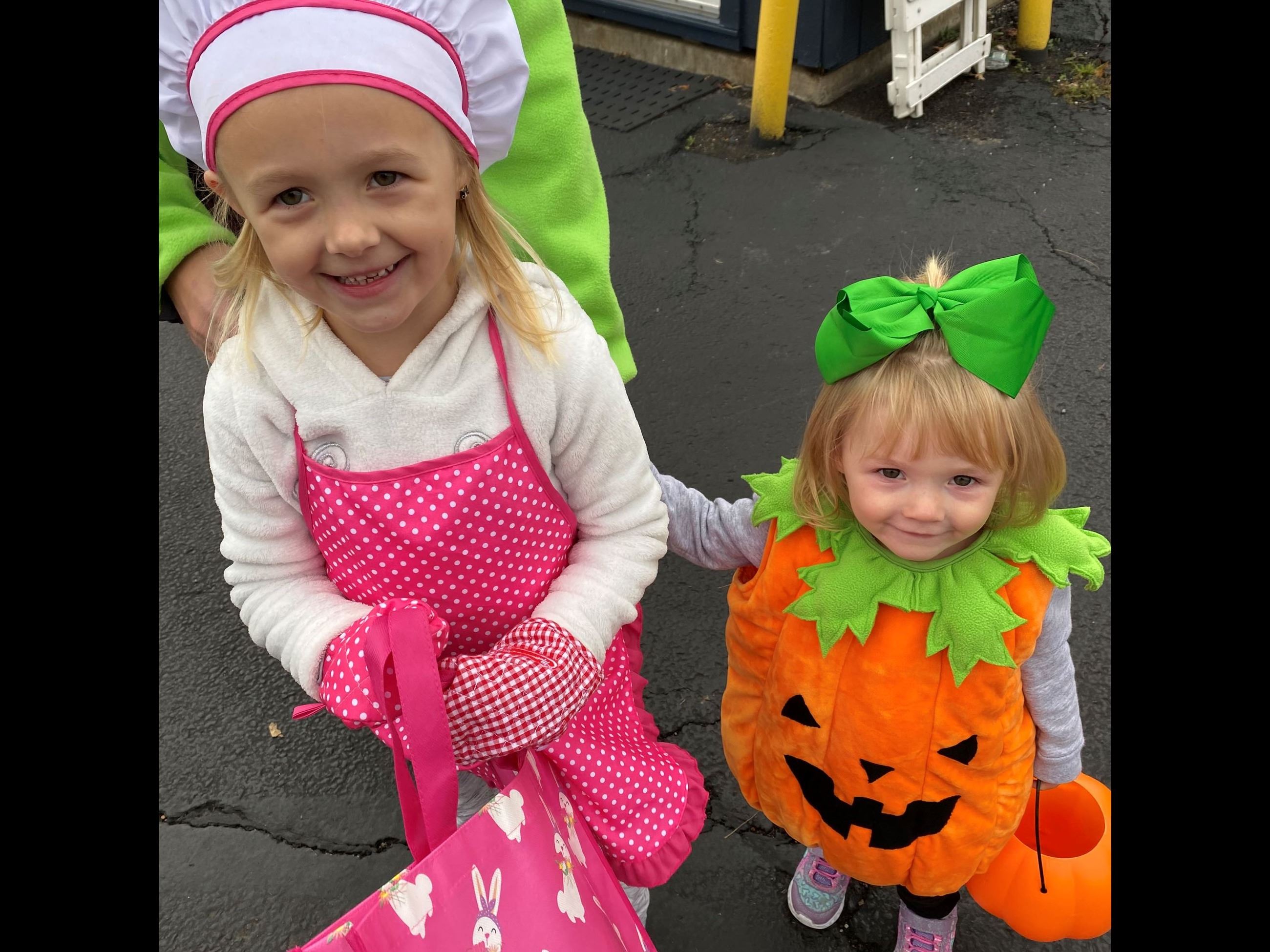 Two little girls in costumes