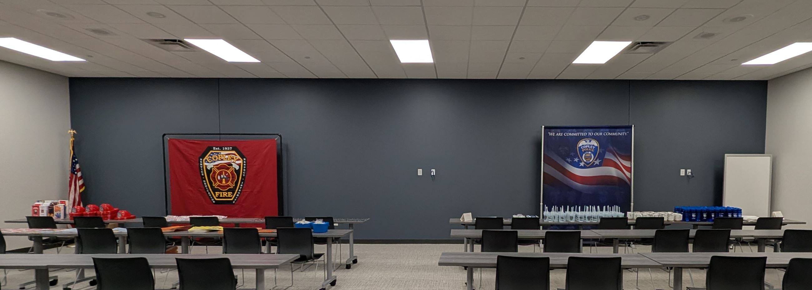 Multi Jurisdictional Classroom Set Up for Giveaways from the Fire and Police Department at the Safety Center Facility Dedication - June 22, 2025