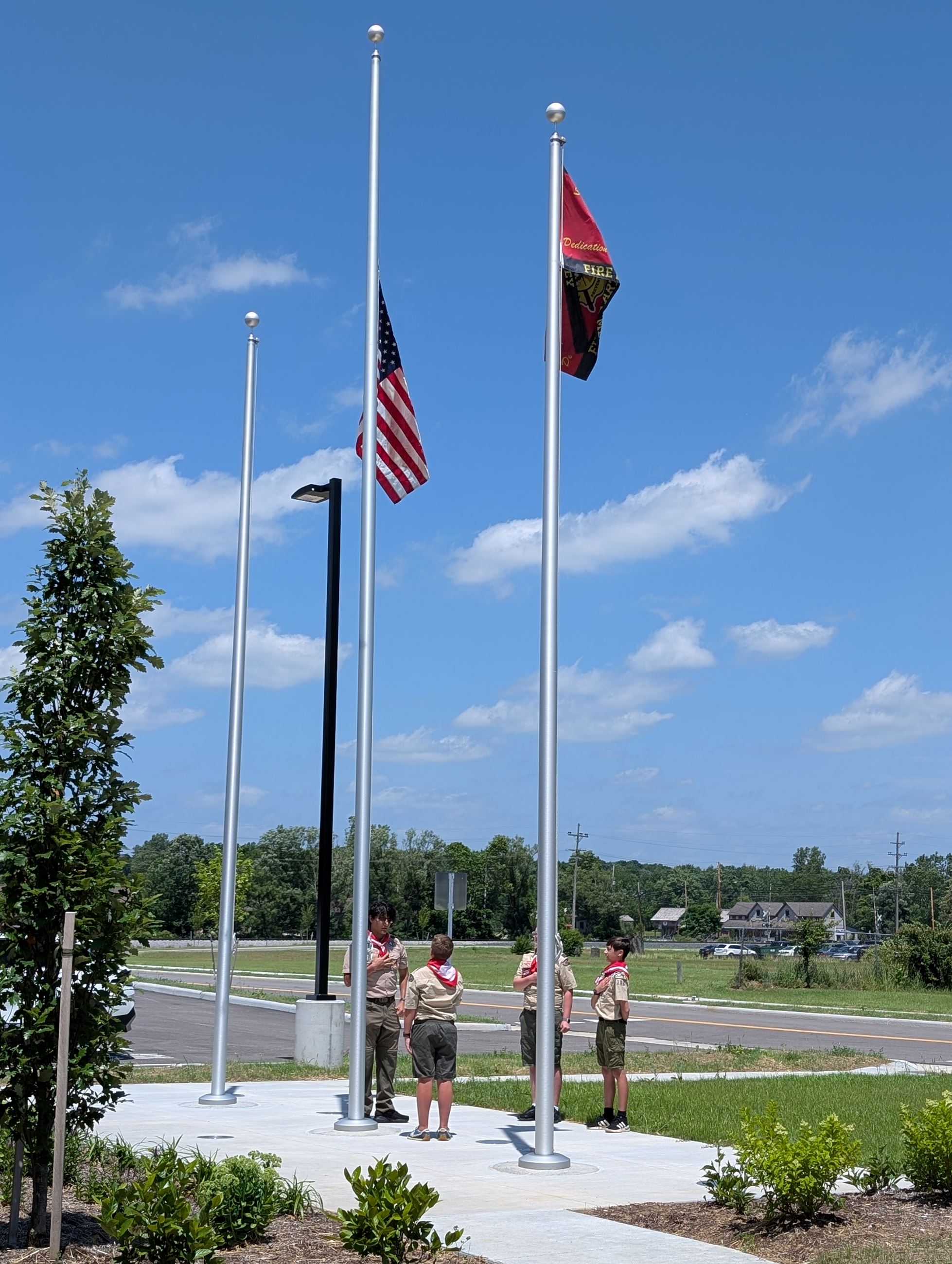 Boy Scout Troop 382 Raising the American Flag at the Safety Center Facility Dedication - June 22, 2025