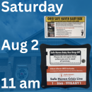 Blue Graphic With A Picture of the Baby Box and Text that reads Saturday August 2nd 11am