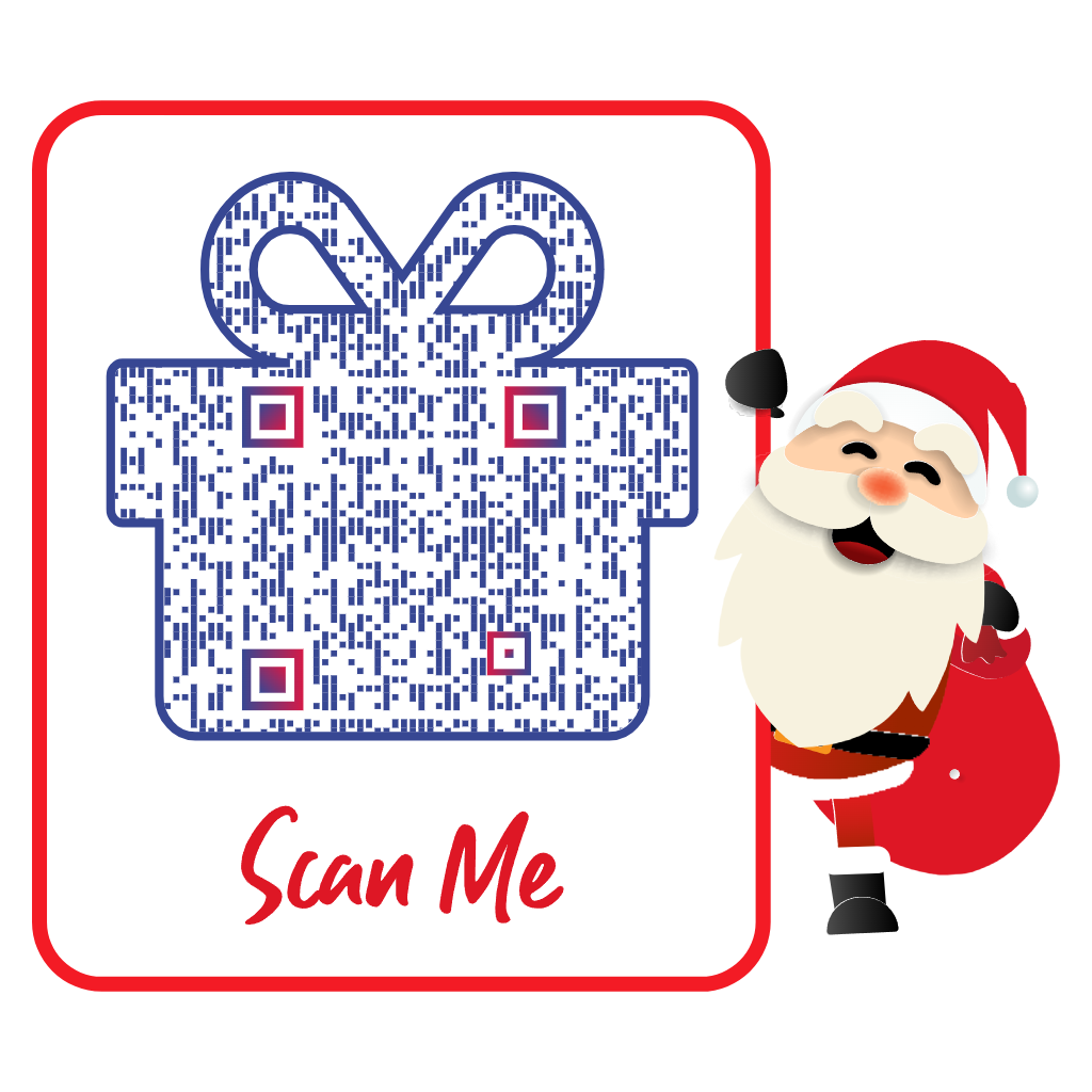 QR Code with santa giving it a hug