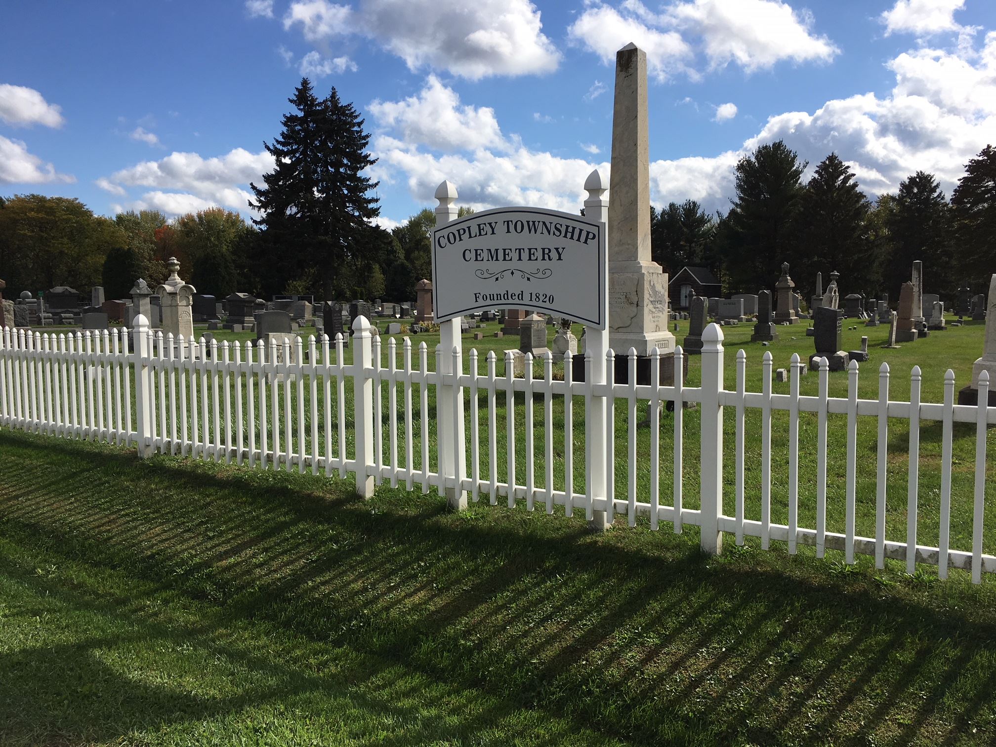 Copley Cemetery Sign